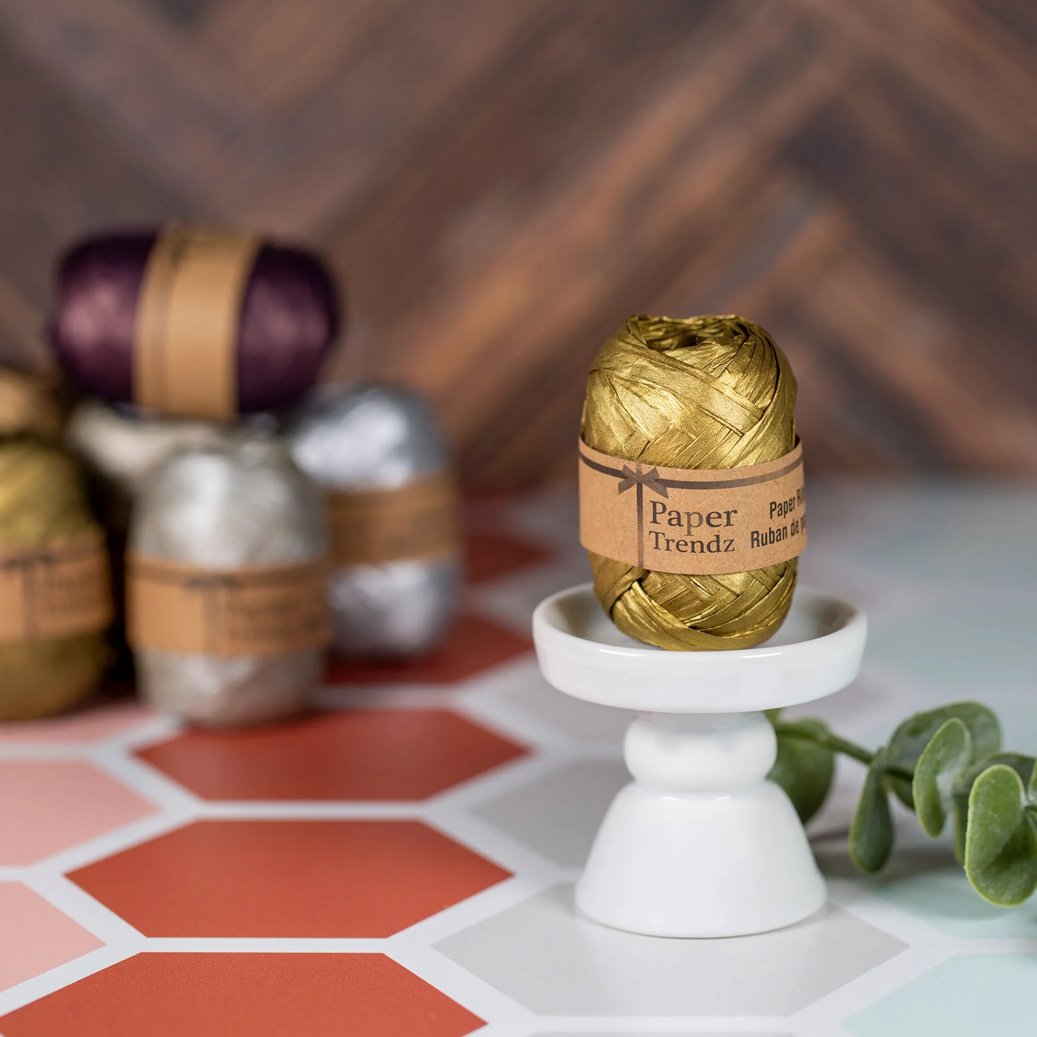 10 Meter Metallic Paper Raffia Ribbon - Gold