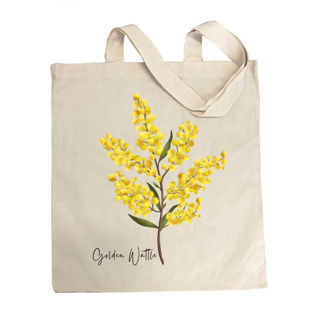 Australiana Wattle Cotton Tote Bag