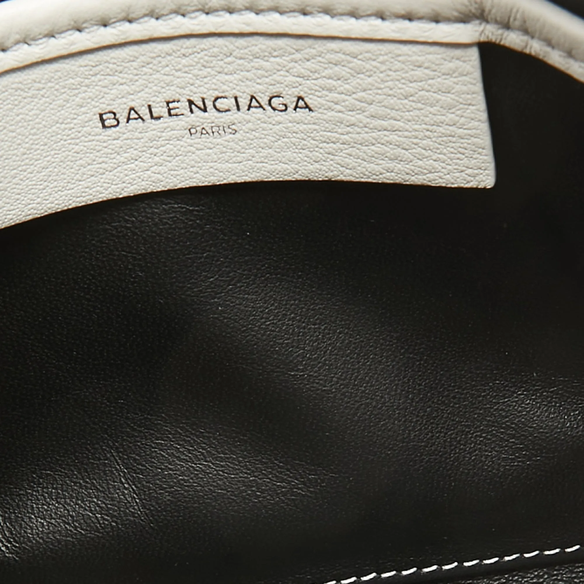 BALENCIAGA White Leather Zip Pouch