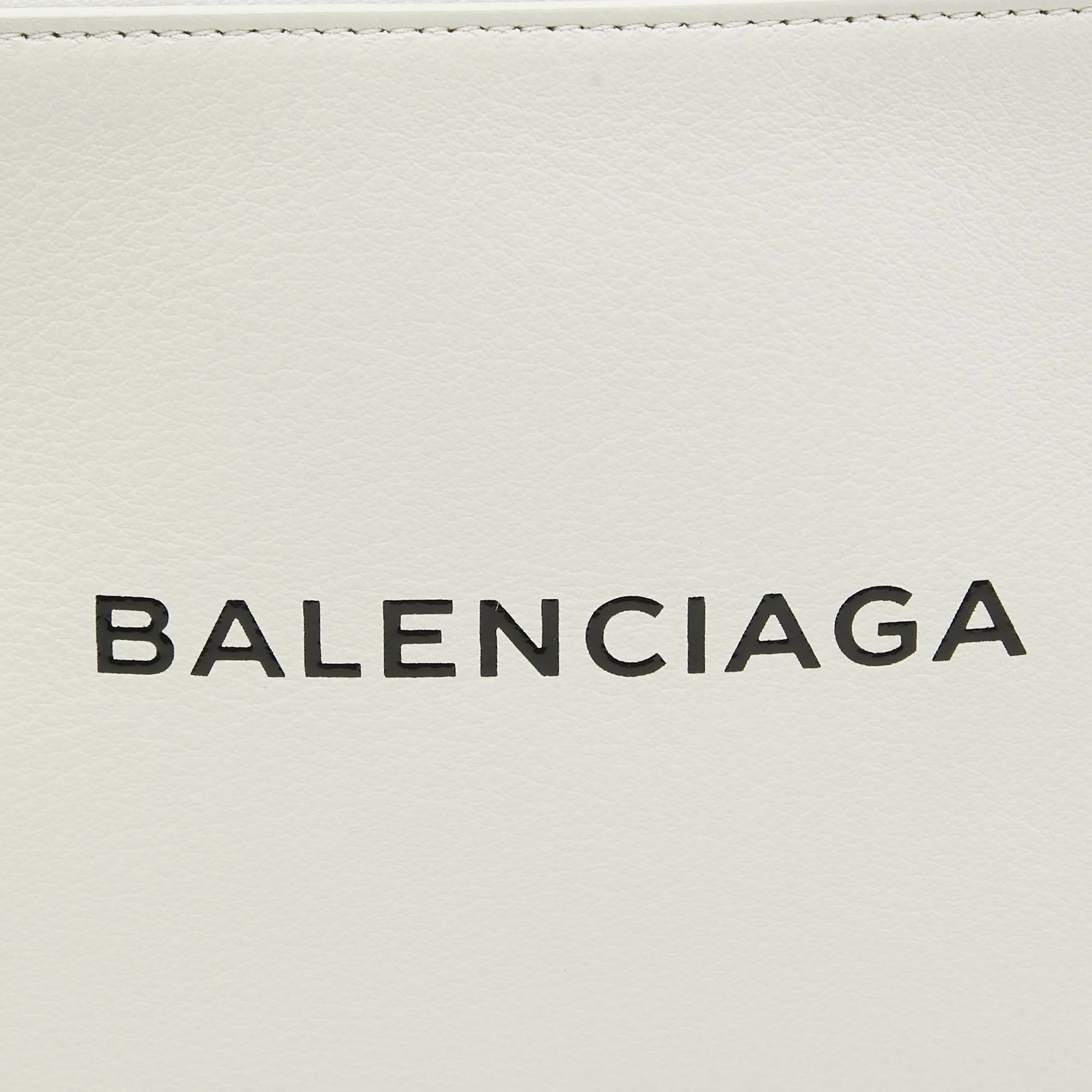 BALENCIAGA White Leather Zip Pouch