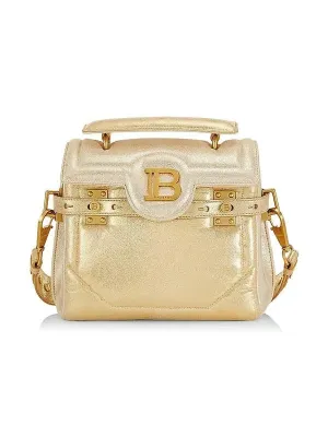 Balmain B-Buzz 23 Metallic Gold Tote Crossbody Shoulder Bag Calf Leather