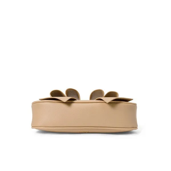 Beige Willow Bow Baguette Shoulder Bag