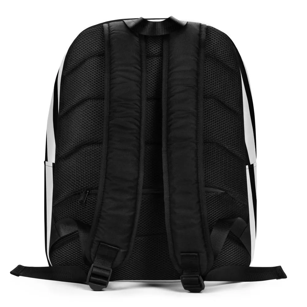 Black Diagonal Striped Backpack, White Stripe  Modern Minimalist Laptop Bag- Made in EU