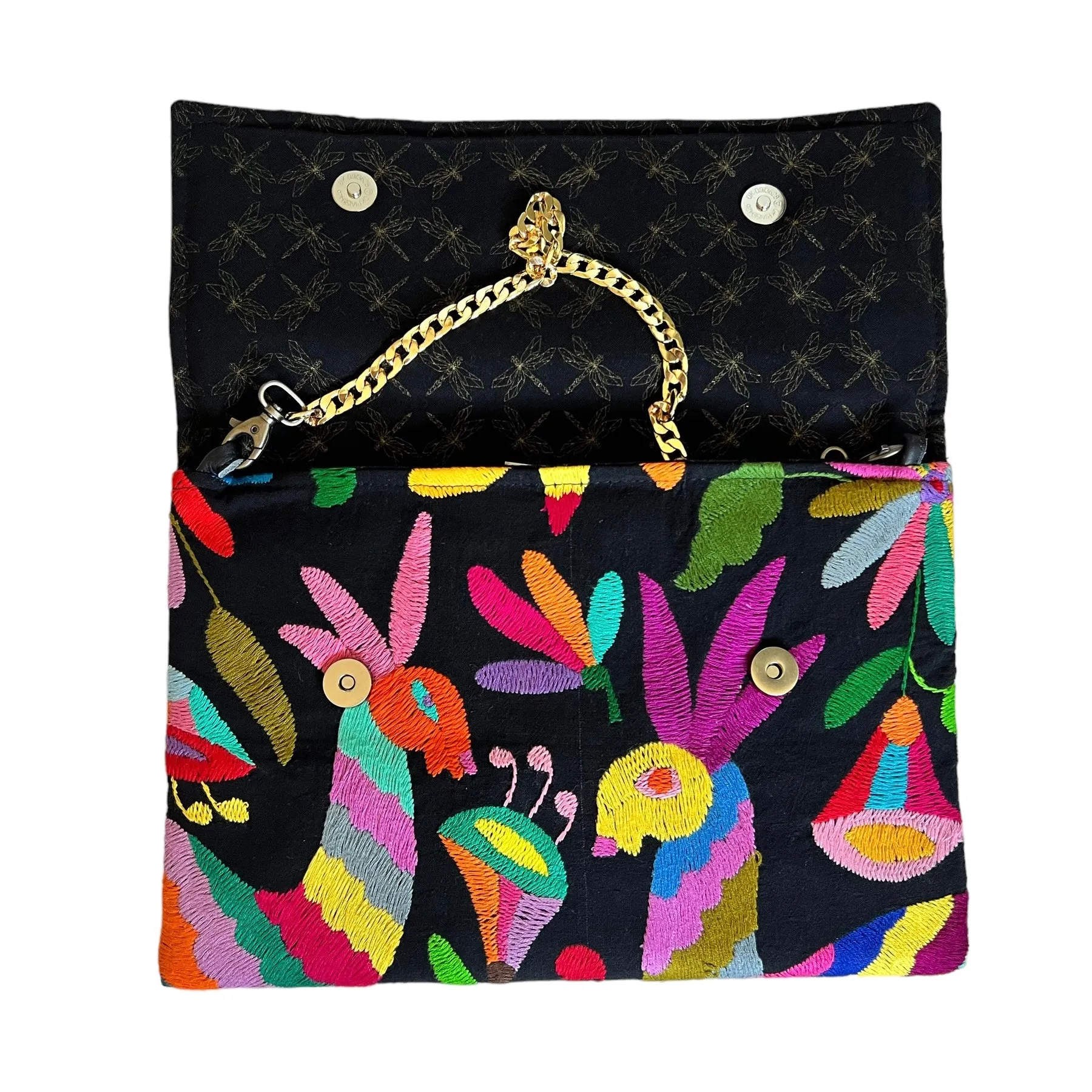 Black/Multi Otomi Clutch (Butterfly)
