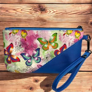 Blue Butterfly Hancrafted Wristlet