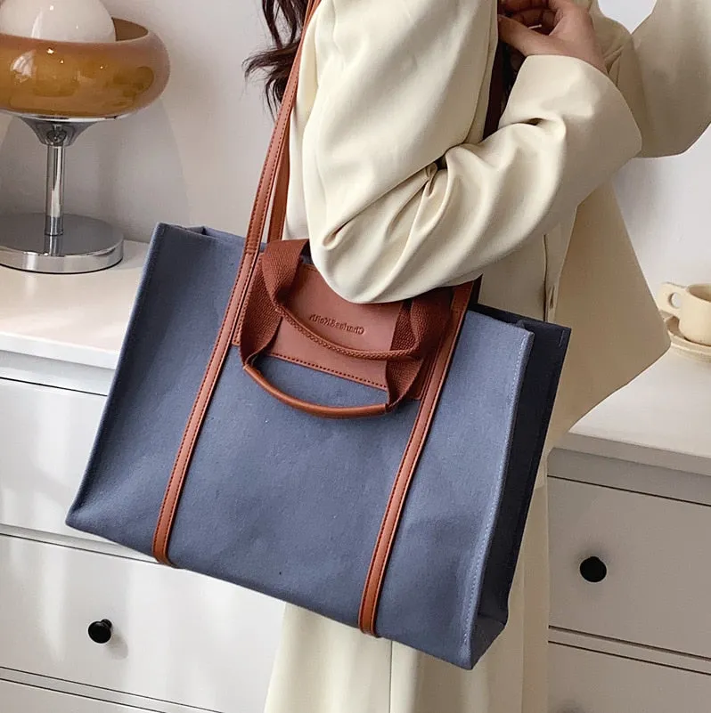 Canvas Patchwork Crossbody Big totes Shopper Bag