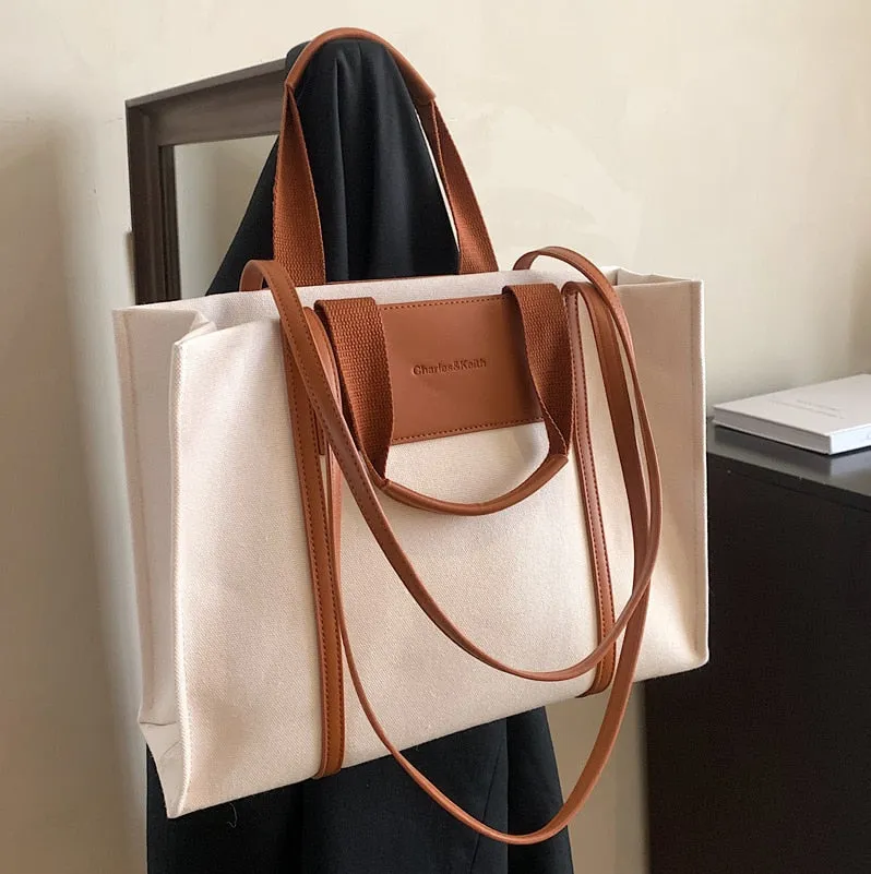 Canvas Patchwork Crossbody Big totes Shopper Bag