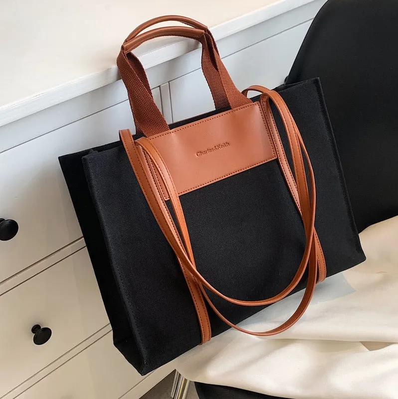 Canvas Patchwork Crossbody Big totes Shopper Bag