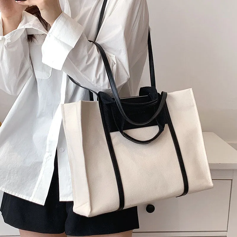 Canvas Patchwork Crossbody Big totes Shopper Bag