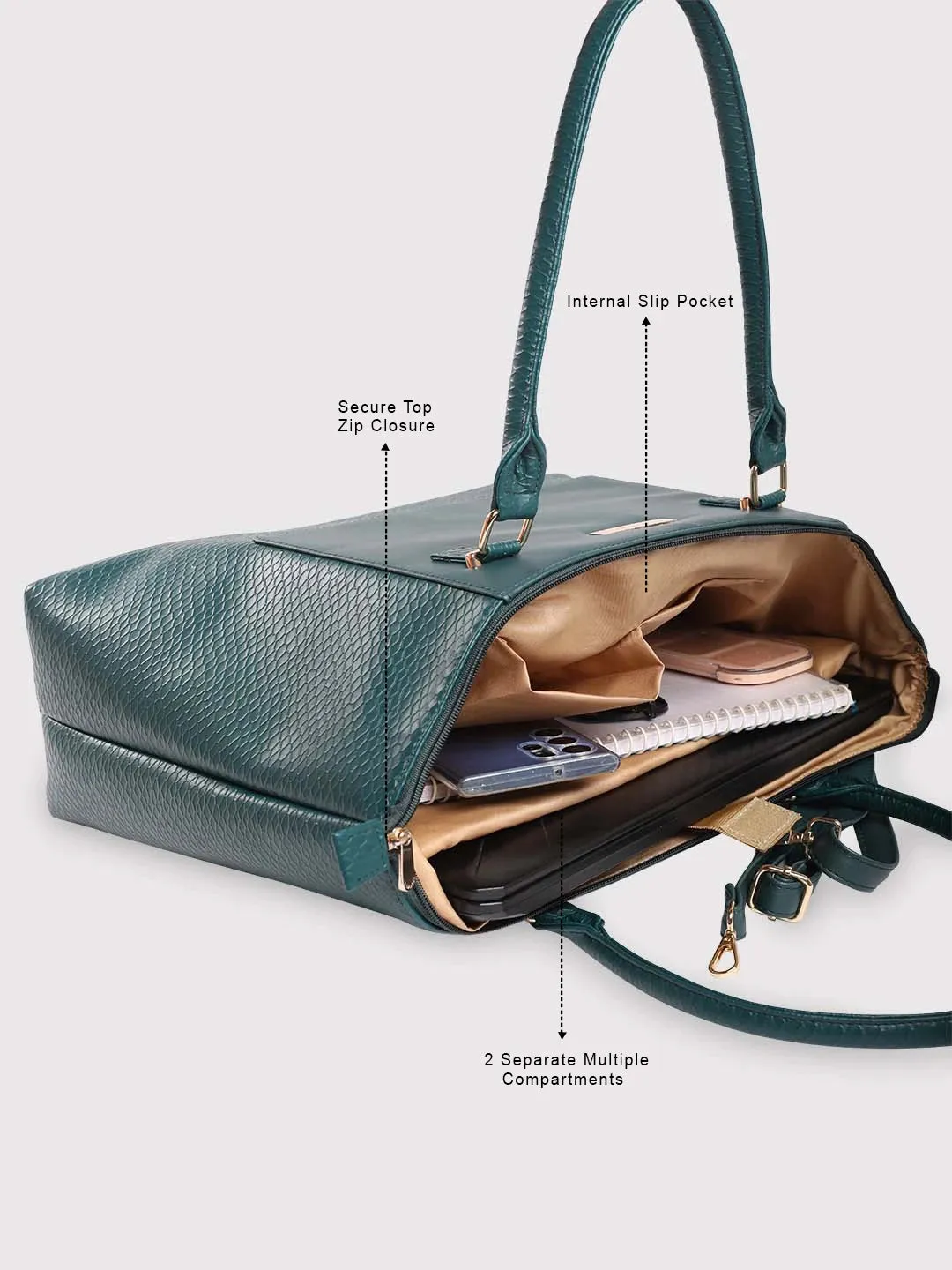 Caprese Fiona Laptop Tote Large Office Handbag Teal