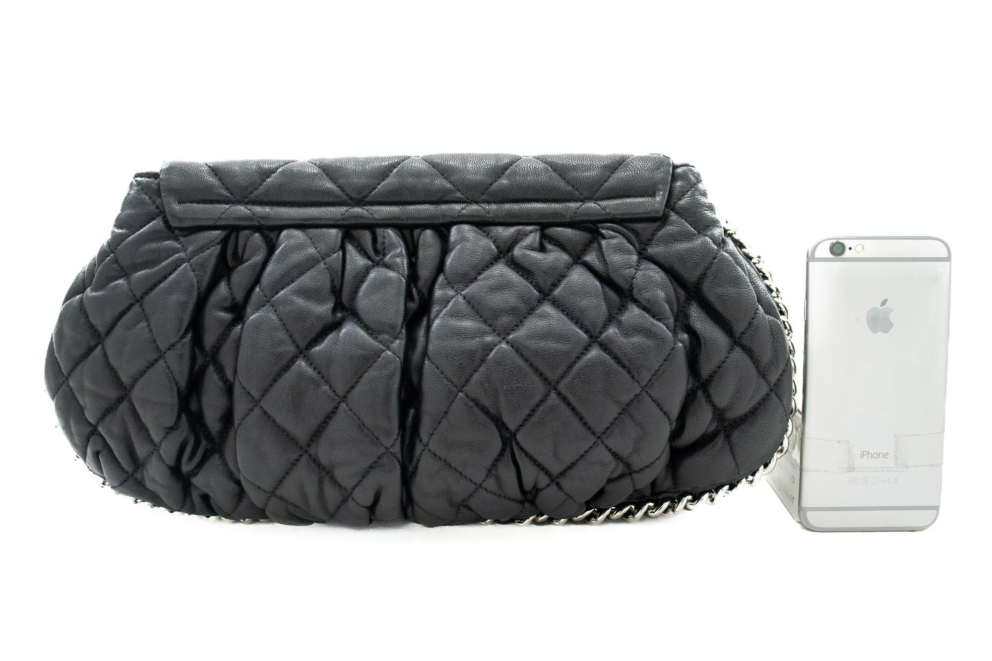 CHANEL Chain Around Shoulder Bag Crossbody Black Calfskin Leather