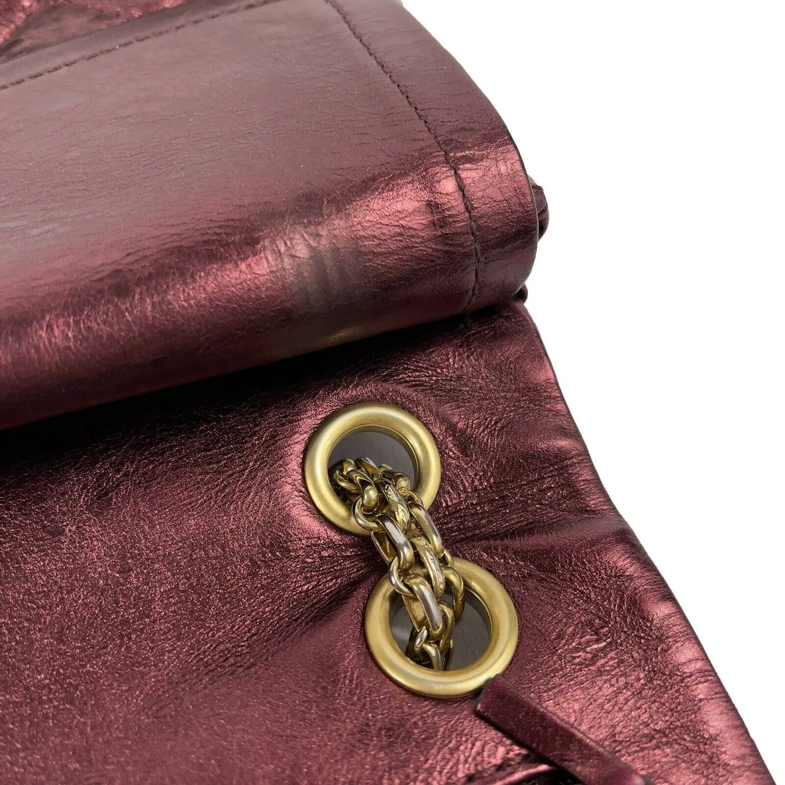 CHANEL - Metallic Quilted Calfskin 2.55 Reissue 227 Double Flap - Maroon