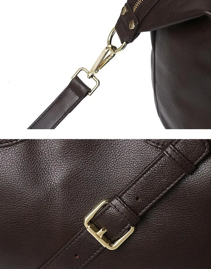 Classic Premium Leather Large Travel Tote Bag | Genuine Leather Women's Shoulder Weekend and Crossbody Bag