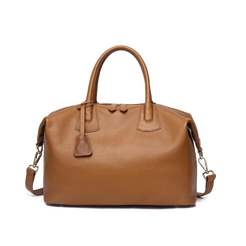 Classic Premium Leather Large Travel Tote Bag | Genuine Leather Women's Shoulder Weekend and Crossbody Bag