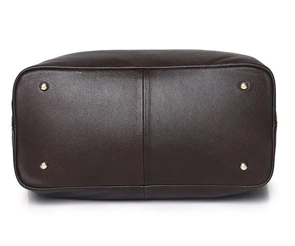 Classic Premium Leather Large Travel Tote Bag | Genuine Leather Women's Shoulder Weekend and Crossbody Bag