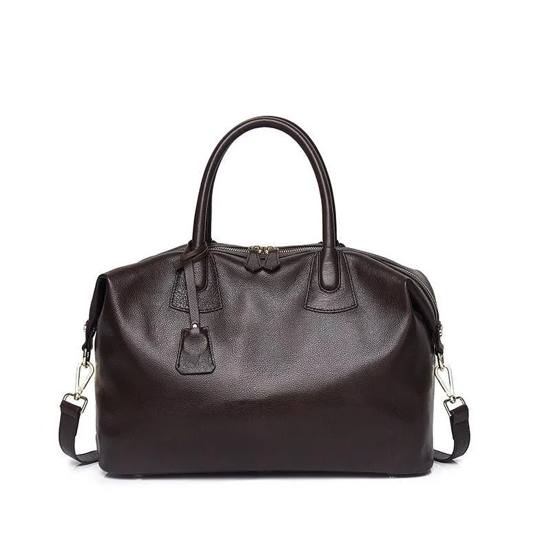 Classic Premium Leather Large Travel Tote Bag | Genuine Leather Women's Shoulder Weekend and Crossbody Bag