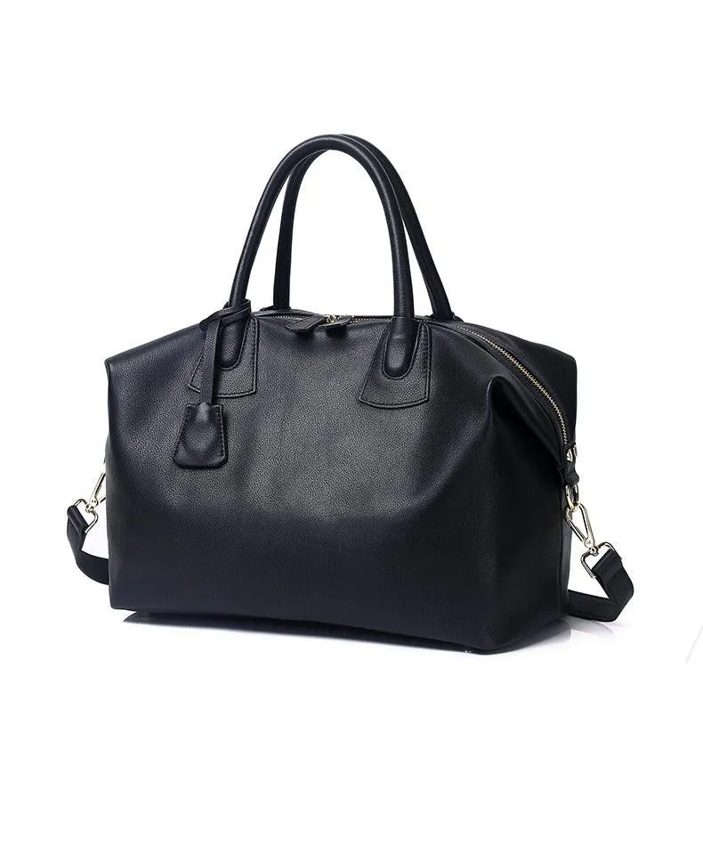 Classic Premium Leather Large Travel Tote Bag | Genuine Leather Women's Shoulder Weekend and Crossbody Bag