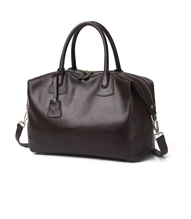 Classic Premium Leather Large Travel Tote Bag | Genuine Leather Women's Shoulder Weekend and Crossbody Bag