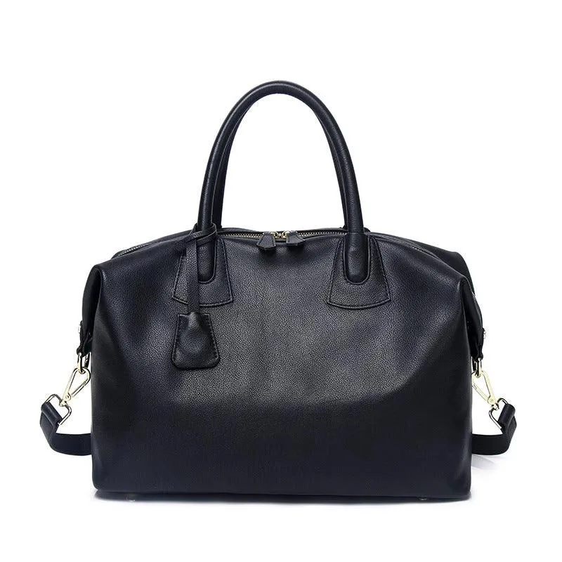 Classic Premium Leather Large Travel Tote Bag | Genuine Leather Women's Shoulder Weekend and Crossbody Bag