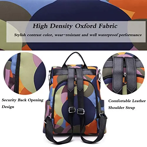 COFIHOME HAOOT Fashion Backpack for Women Waterproof Rucksack Daypack Anti-theft Shoulder Bag Handbag Casual Travel Bag Hiking Backpack Purse with Pom Pom Keychain
