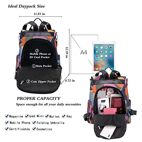 COFIHOME HAOOT Fashion Backpack for Women Waterproof Rucksack Daypack Anti-theft Shoulder Bag Handbag Casual Travel Bag Hiking Backpack Purse with Pom Pom Keychain