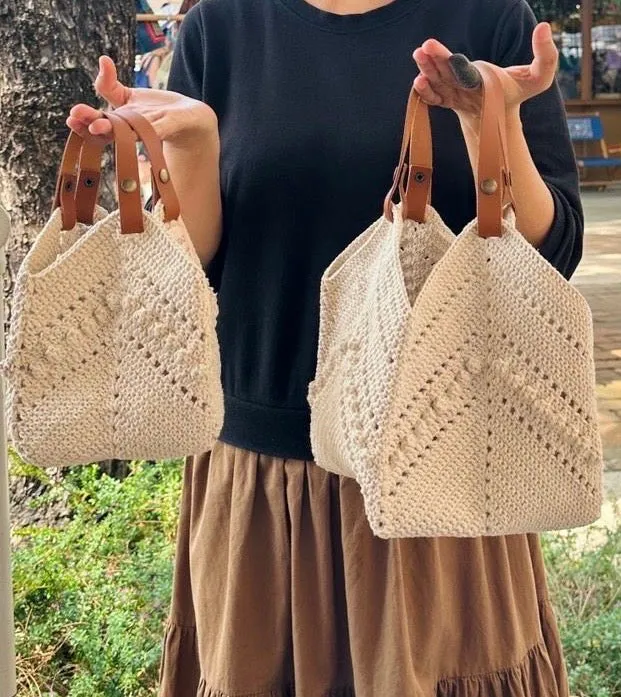 Daniela Mini Knotted Crochet Tote Orange
