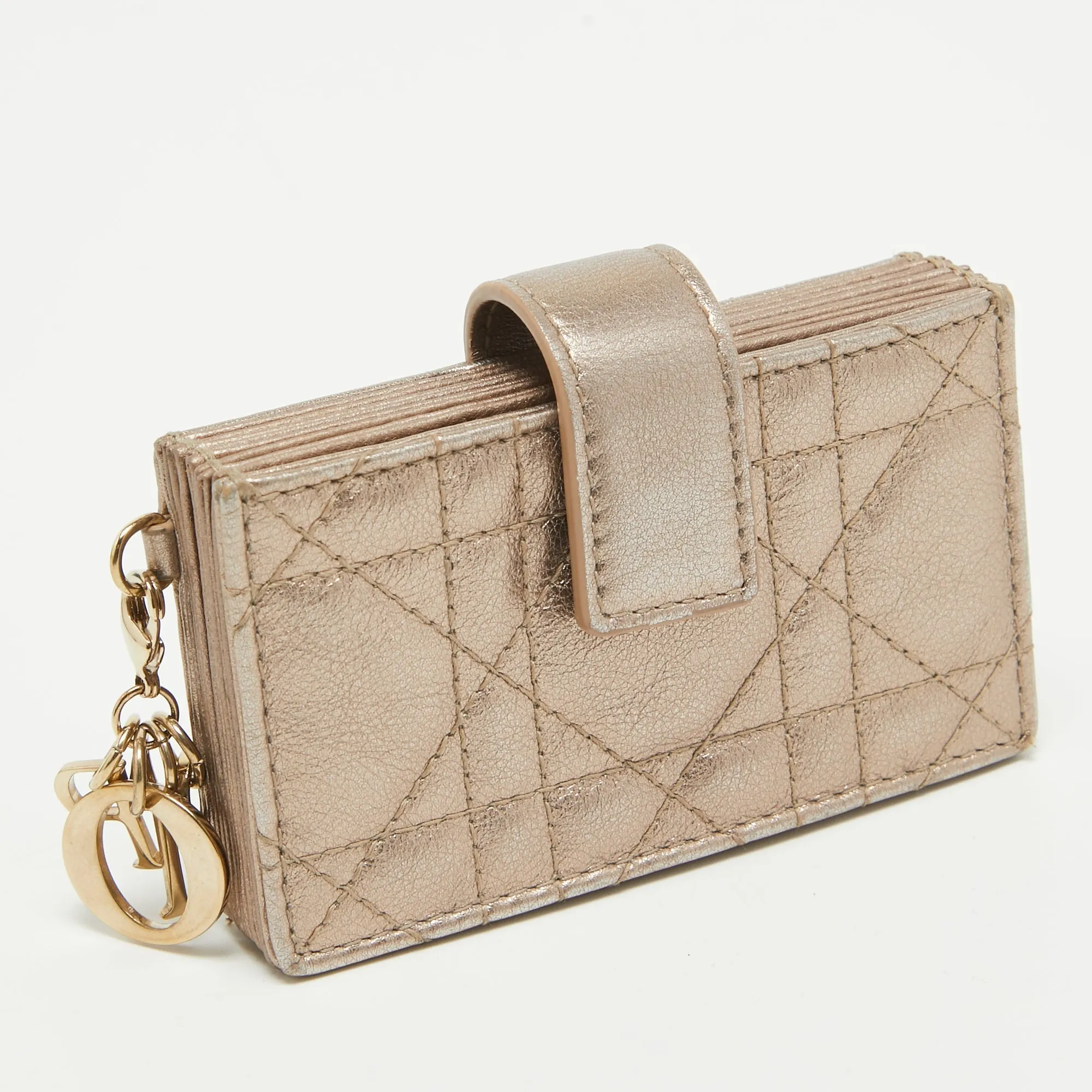DIOR Metallic Cannage Leather Lady  5 Gusset Card Holder
