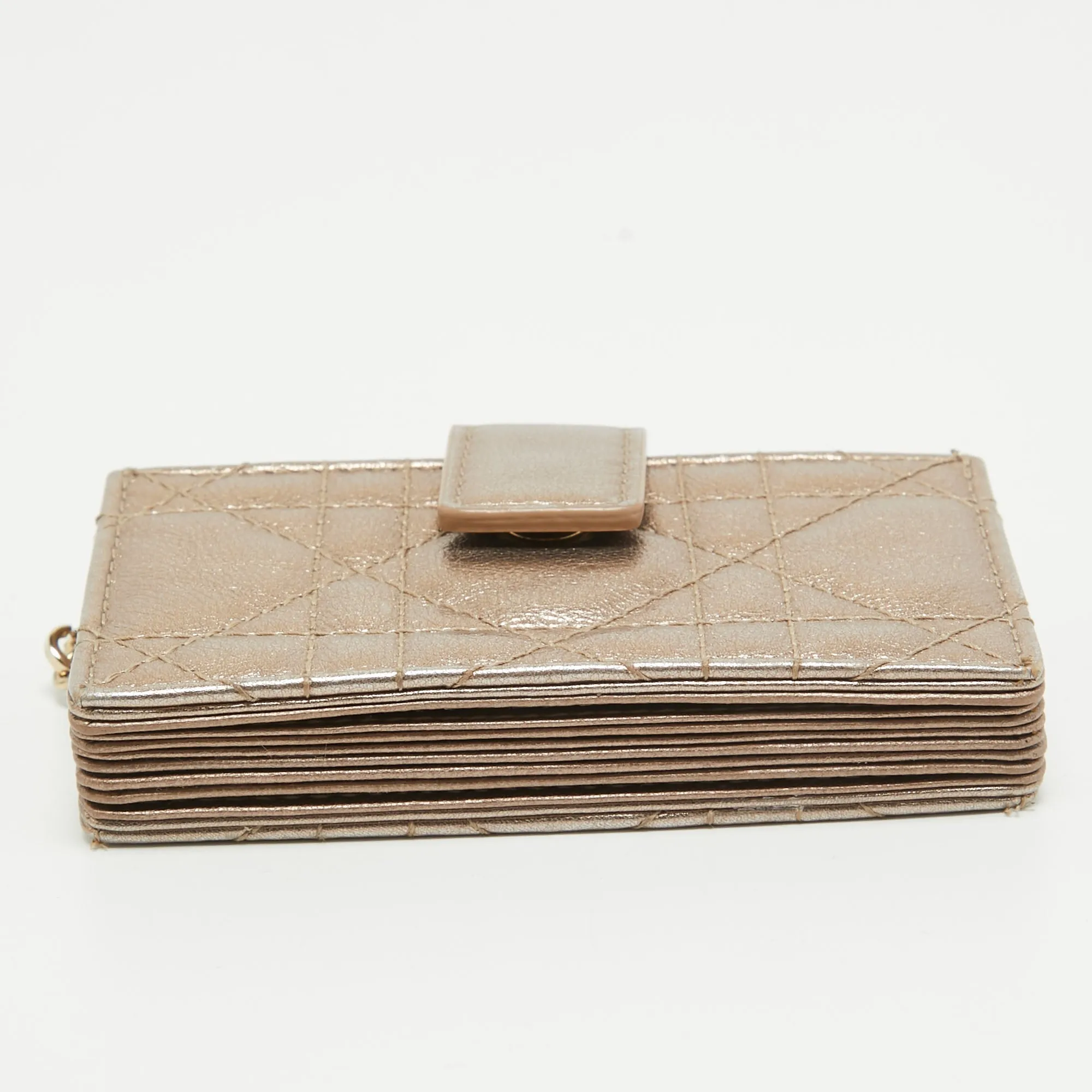 DIOR Metallic Cannage Leather Lady  5 Gusset Card Holder