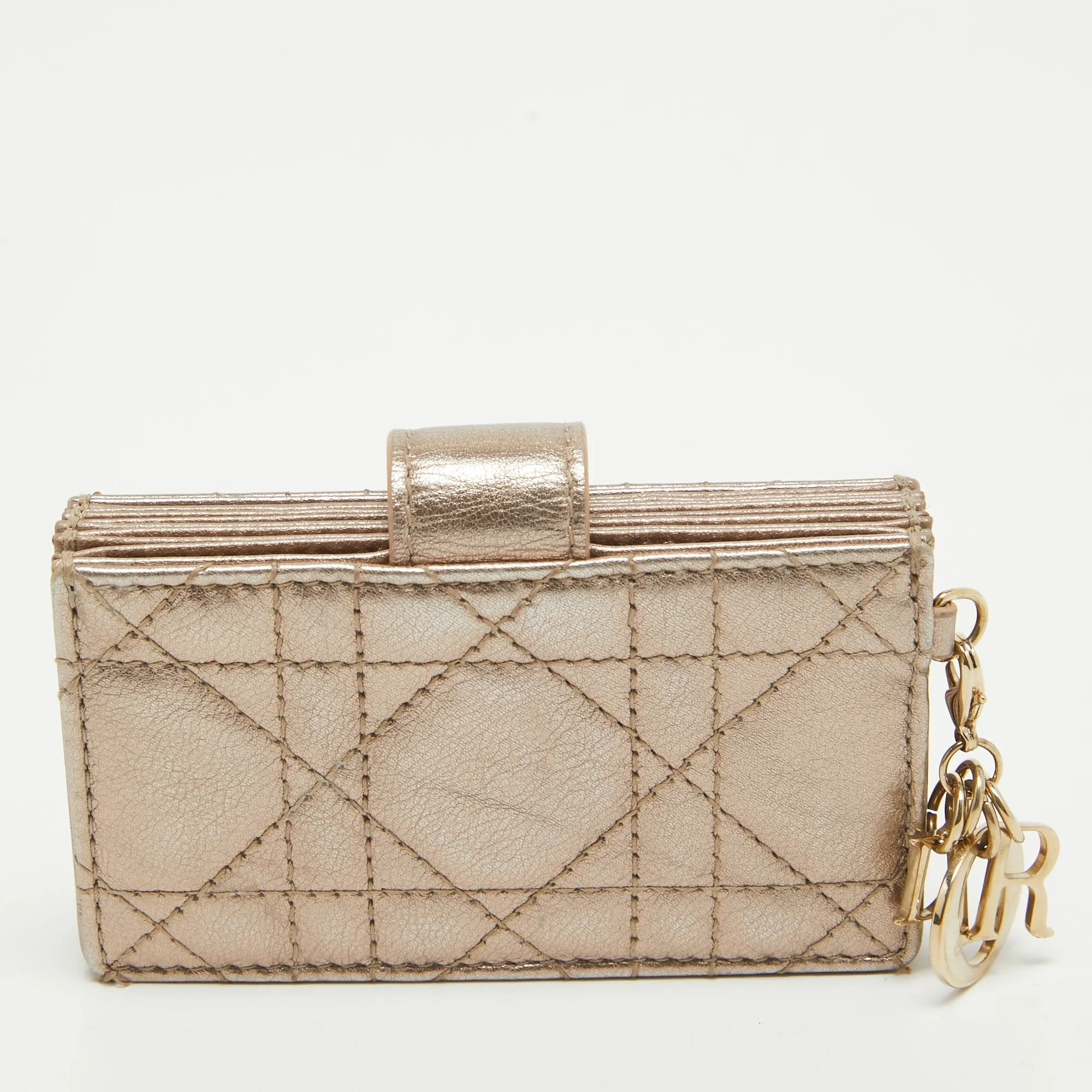 DIOR Metallic Cannage Leather Lady  5 Gusset Card Holder