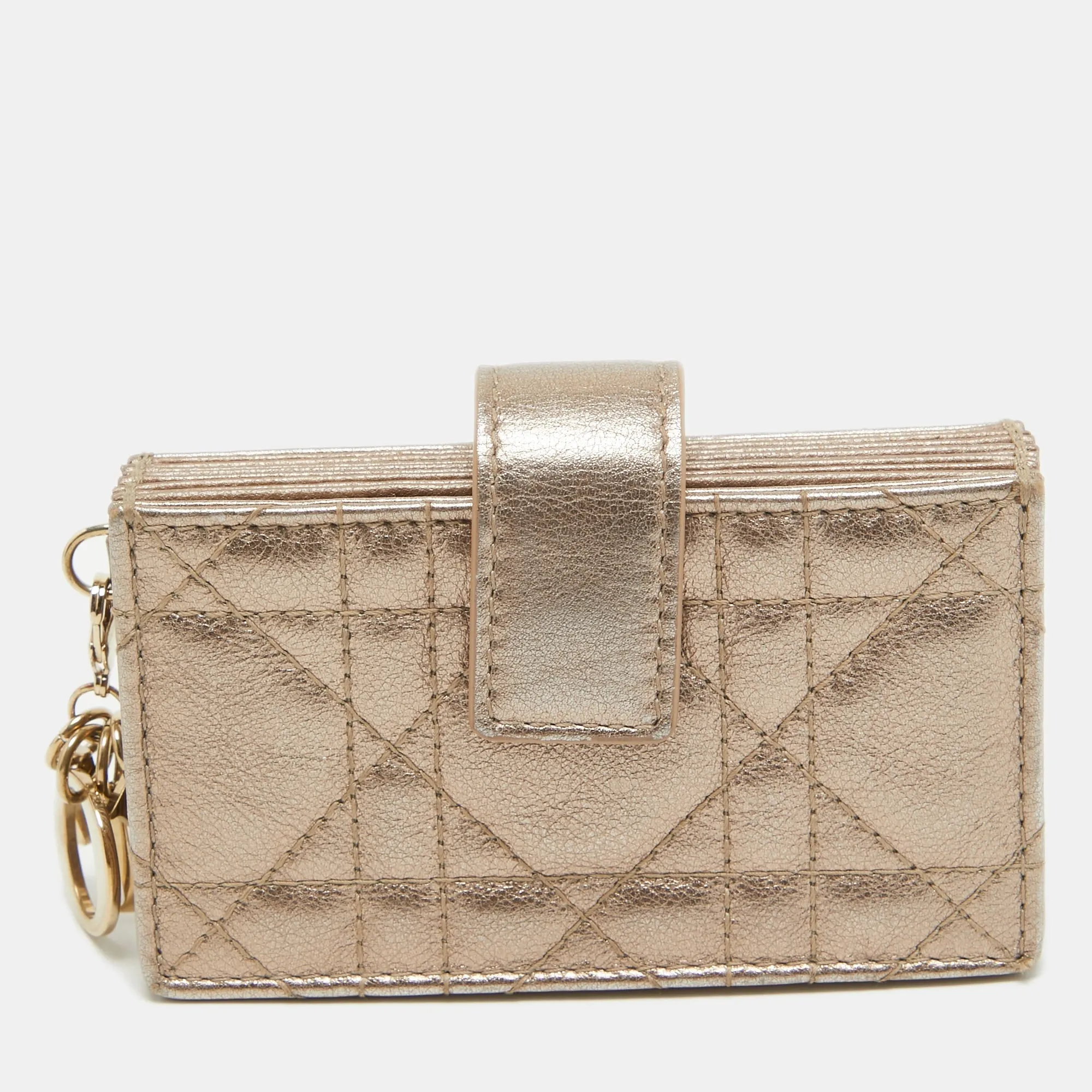DIOR Metallic Cannage Leather Lady  5 Gusset Card Holder