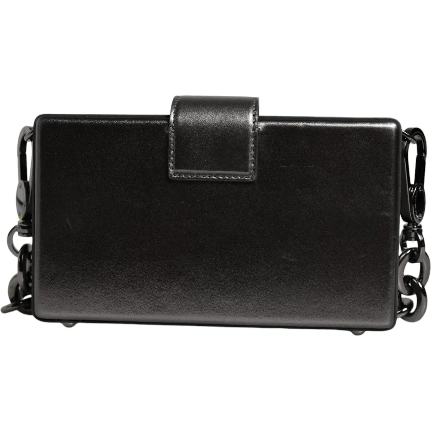 Dolce & Gabbana Metallic Gray DG BOX Leather Shoulder Chain Strap Bag