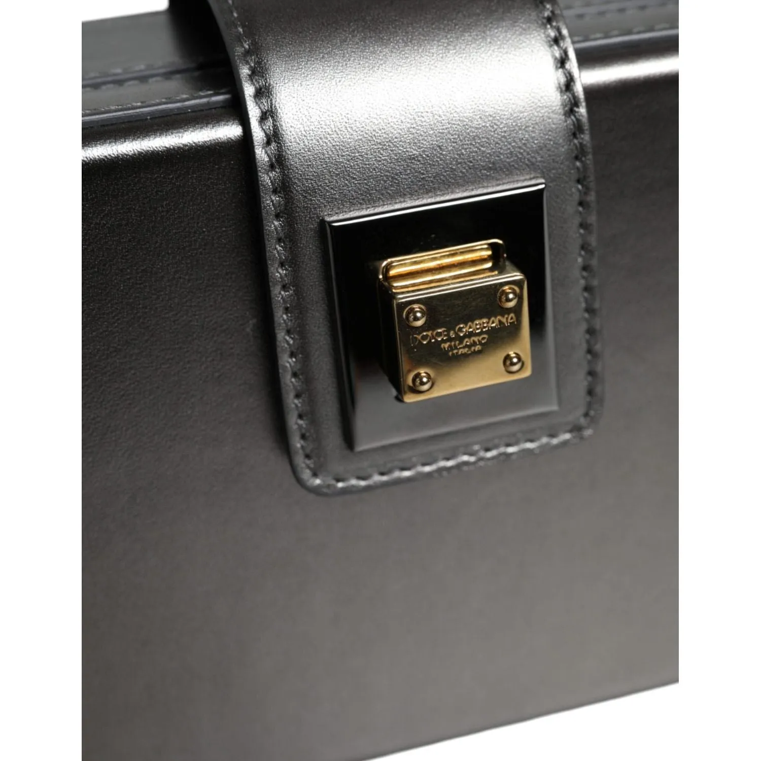 Dolce & Gabbana Metallic Gray DG BOX Leather Shoulder Chain Strap Bag