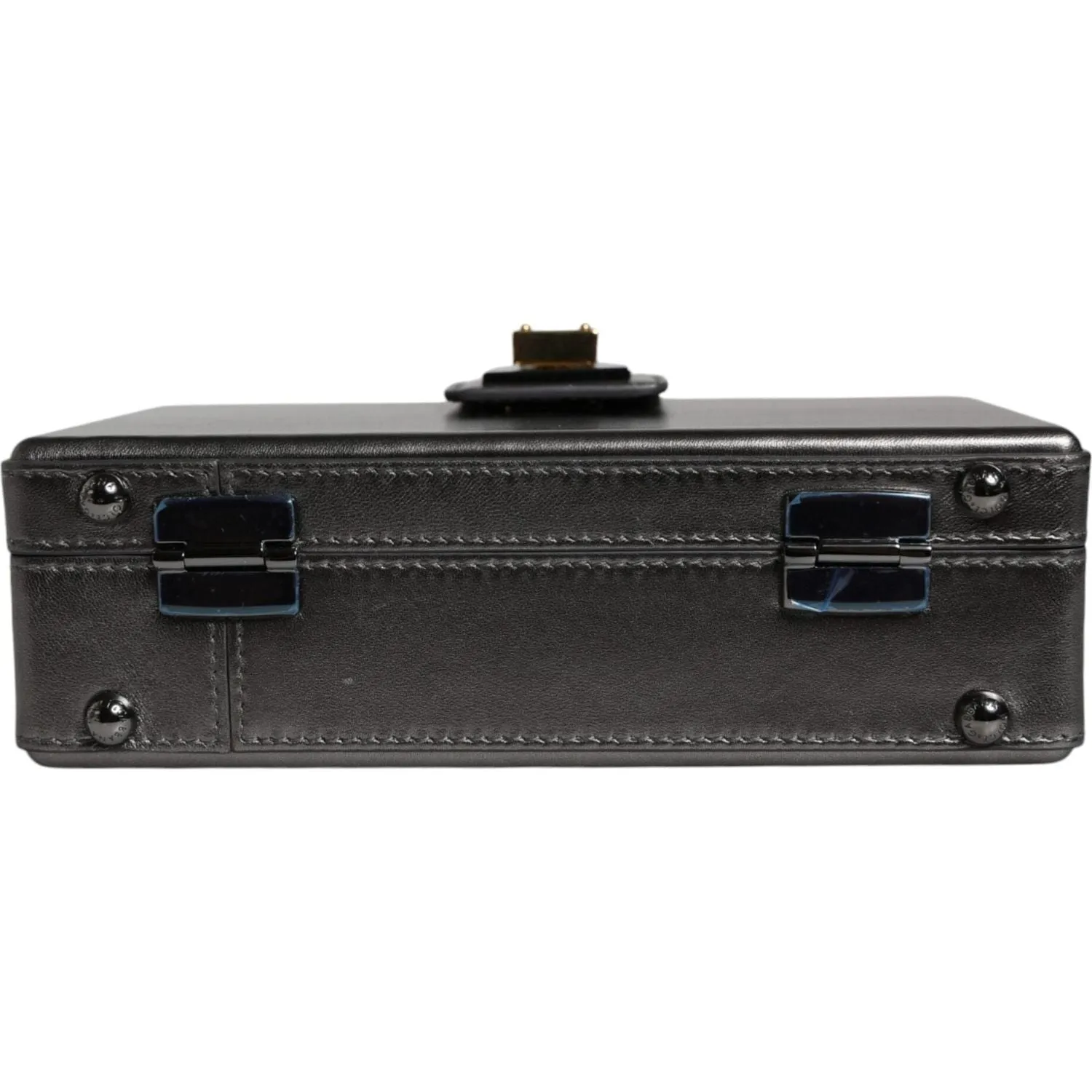Dolce & Gabbana Metallic Gray DG BOX Leather Shoulder Chain Strap Bag