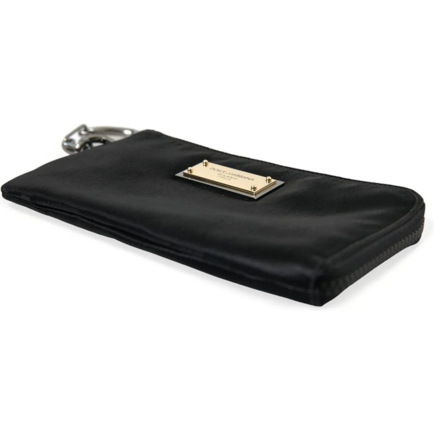 Dolce & Gabbana Sleek Designer Nylon-Leather Pouch in Black