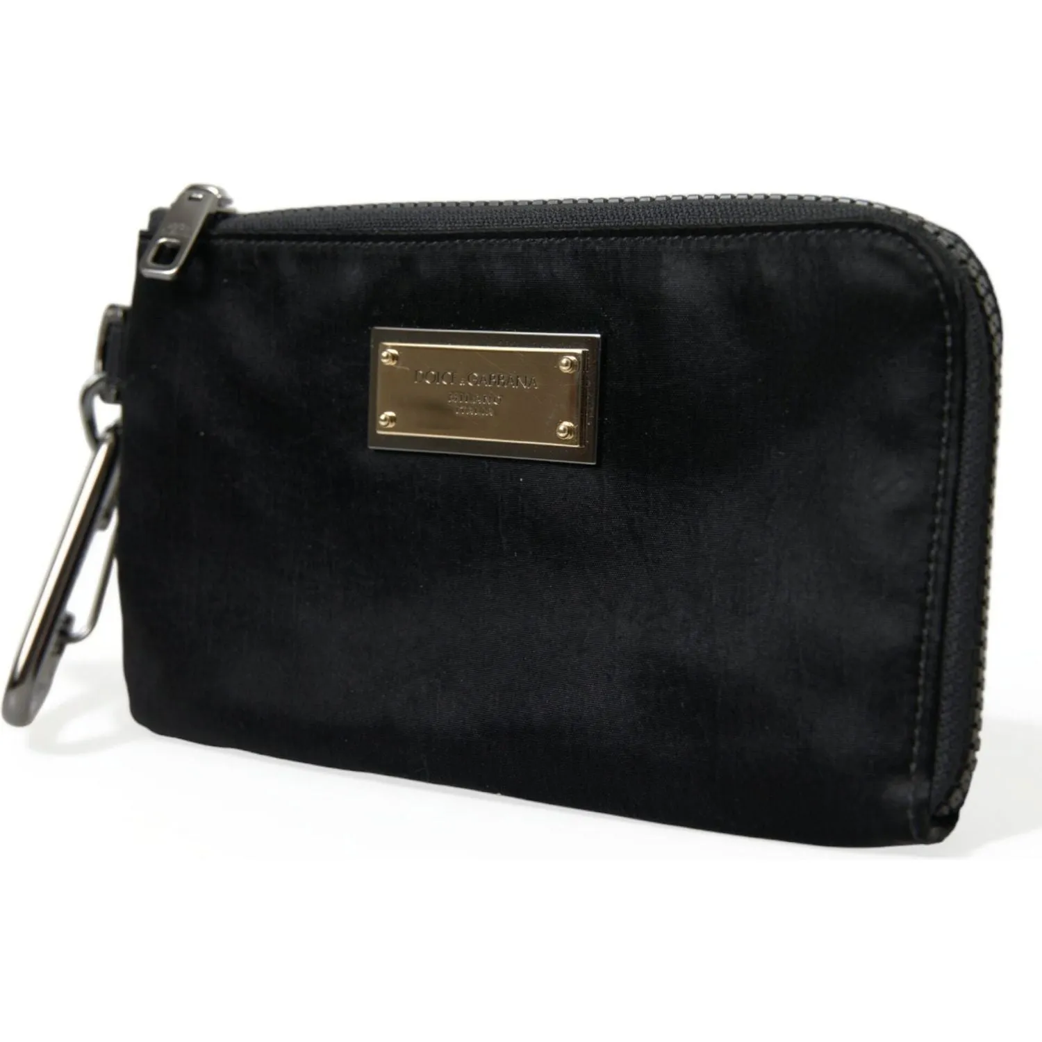 Dolce & Gabbana Sleek Designer Nylon-Leather Pouch in Black