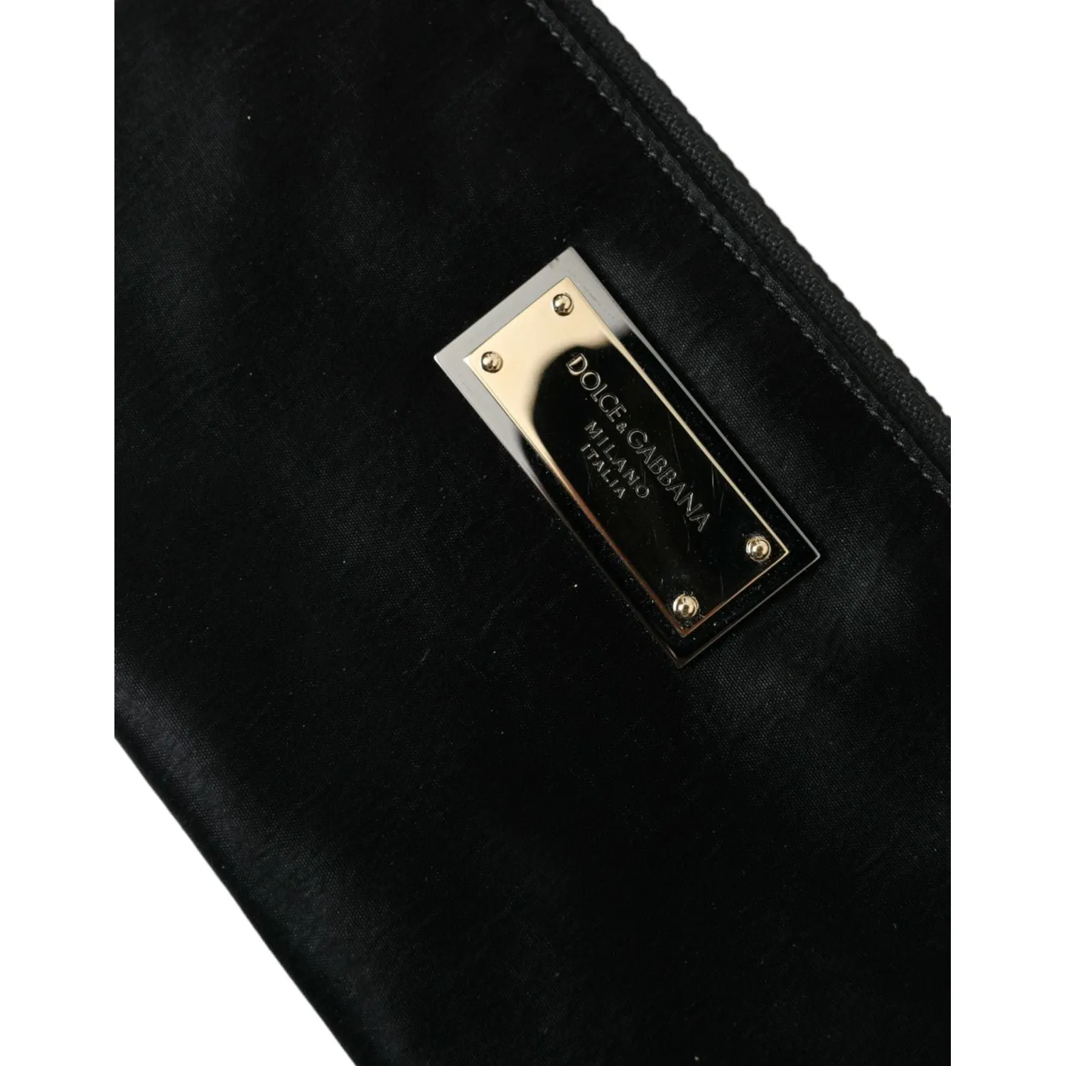 Dolce & Gabbana Sleek Designer Nylon-Leather Pouch in Black