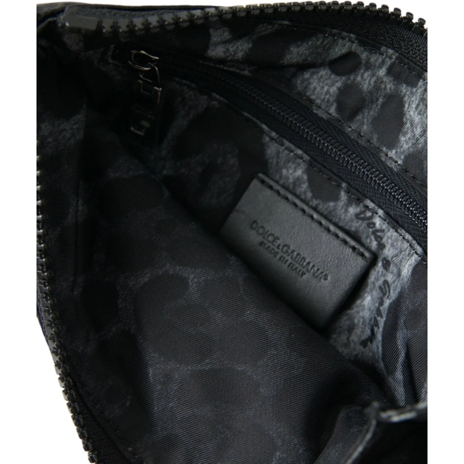 Dolce & Gabbana Sleek Designer Nylon-Leather Pouch in Black