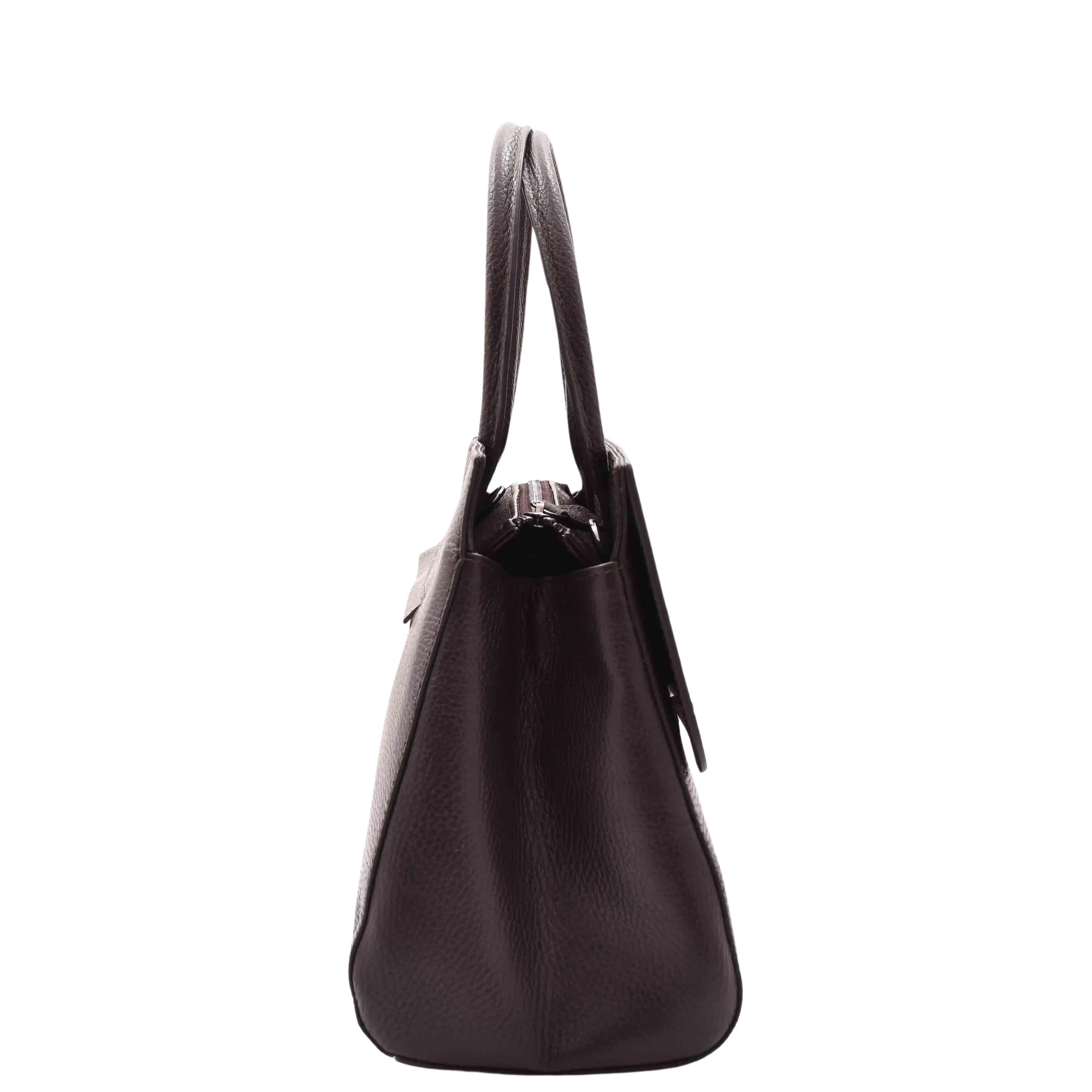 DR580 Women's Genuine Leather Long Strap Croc Print Handbag Brown