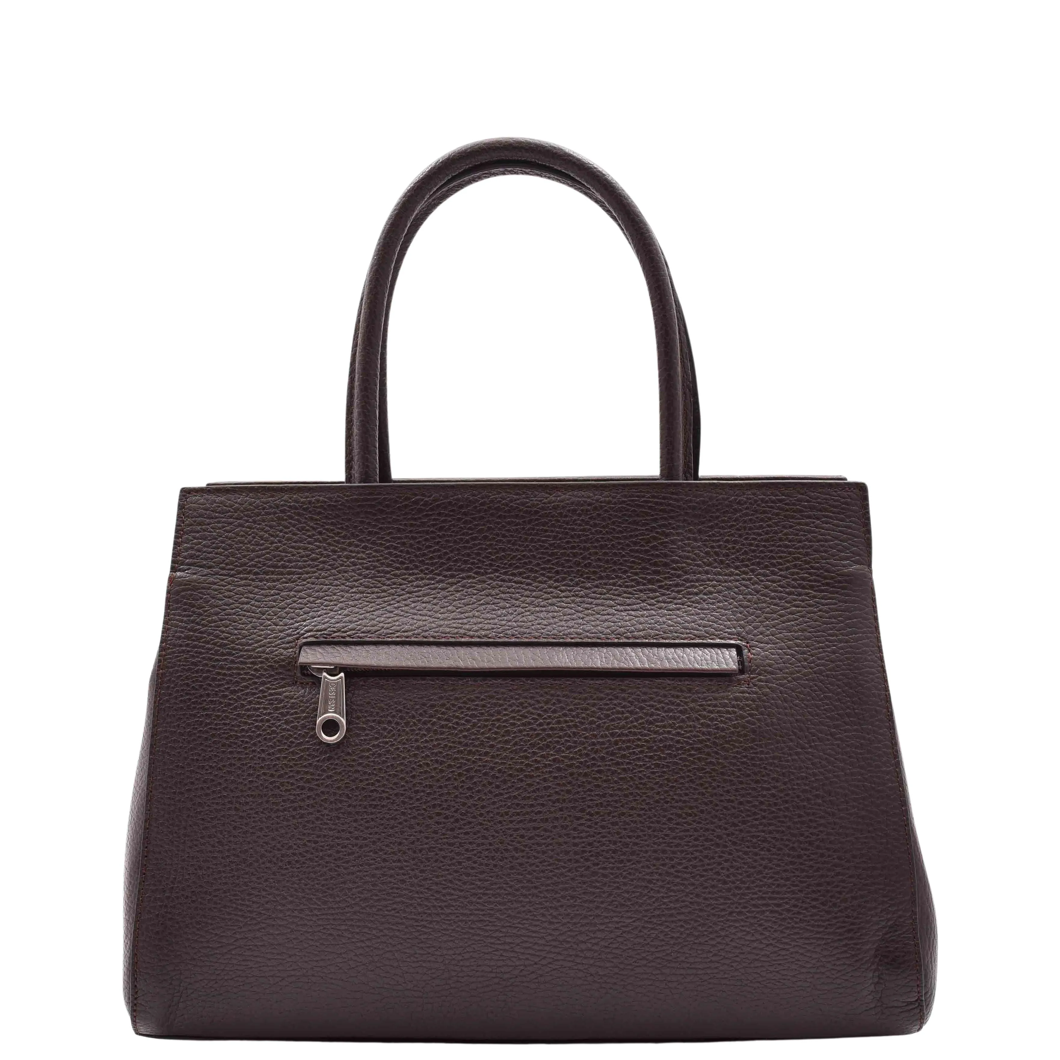 DR580 Women's Genuine Leather Long Strap Croc Print Handbag Brown