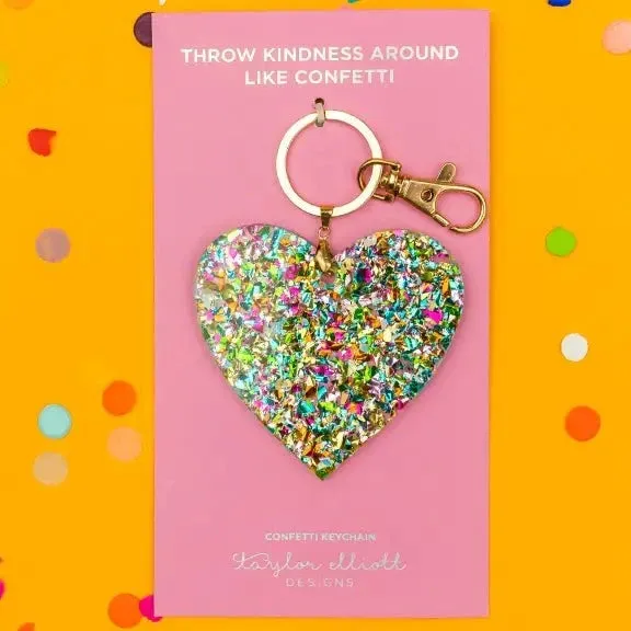 Elliot Acrylic Confetti Heart Keychain