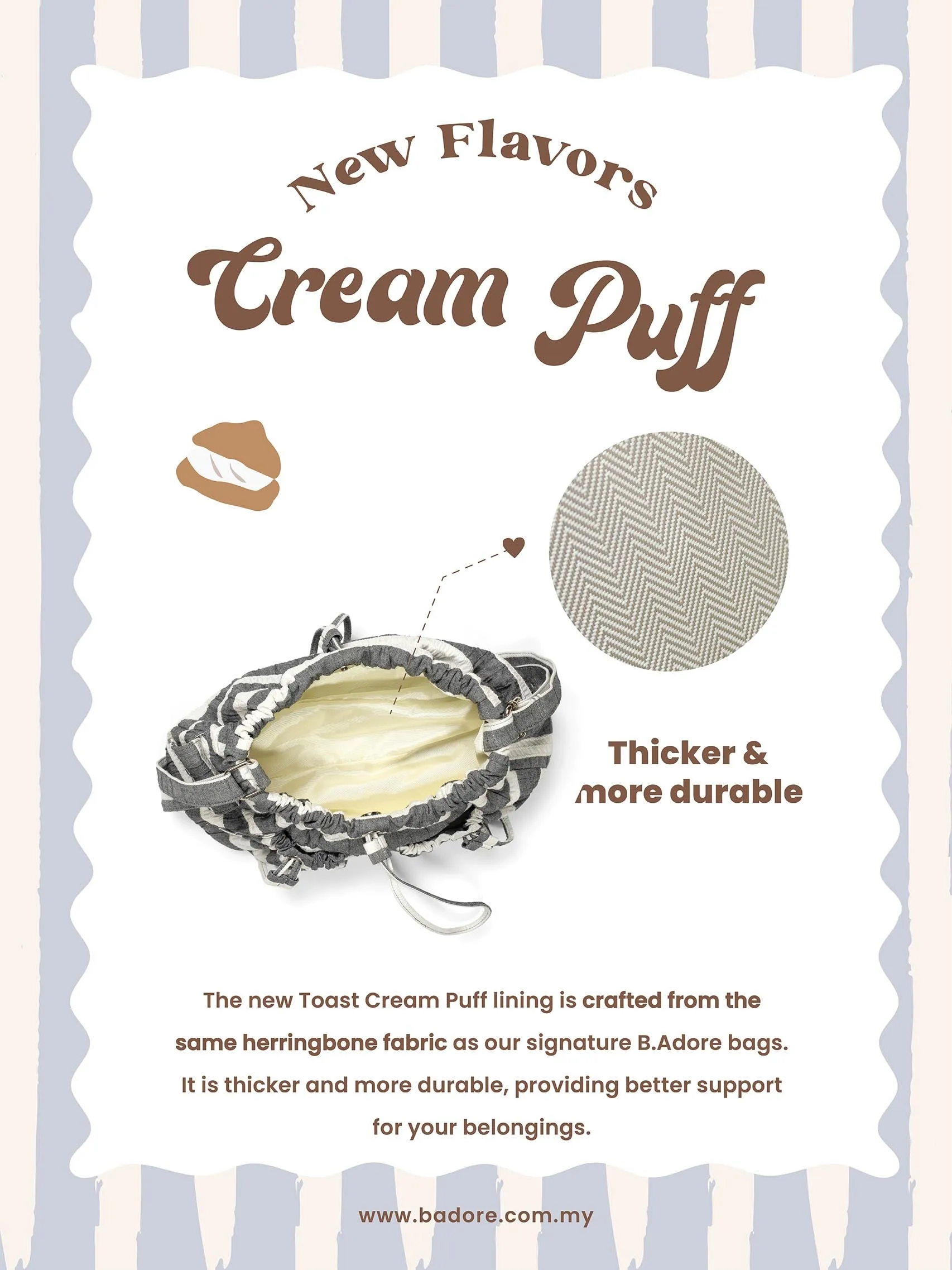 [EM] Toast Cream Puff Collection STRIPE DARK GREY