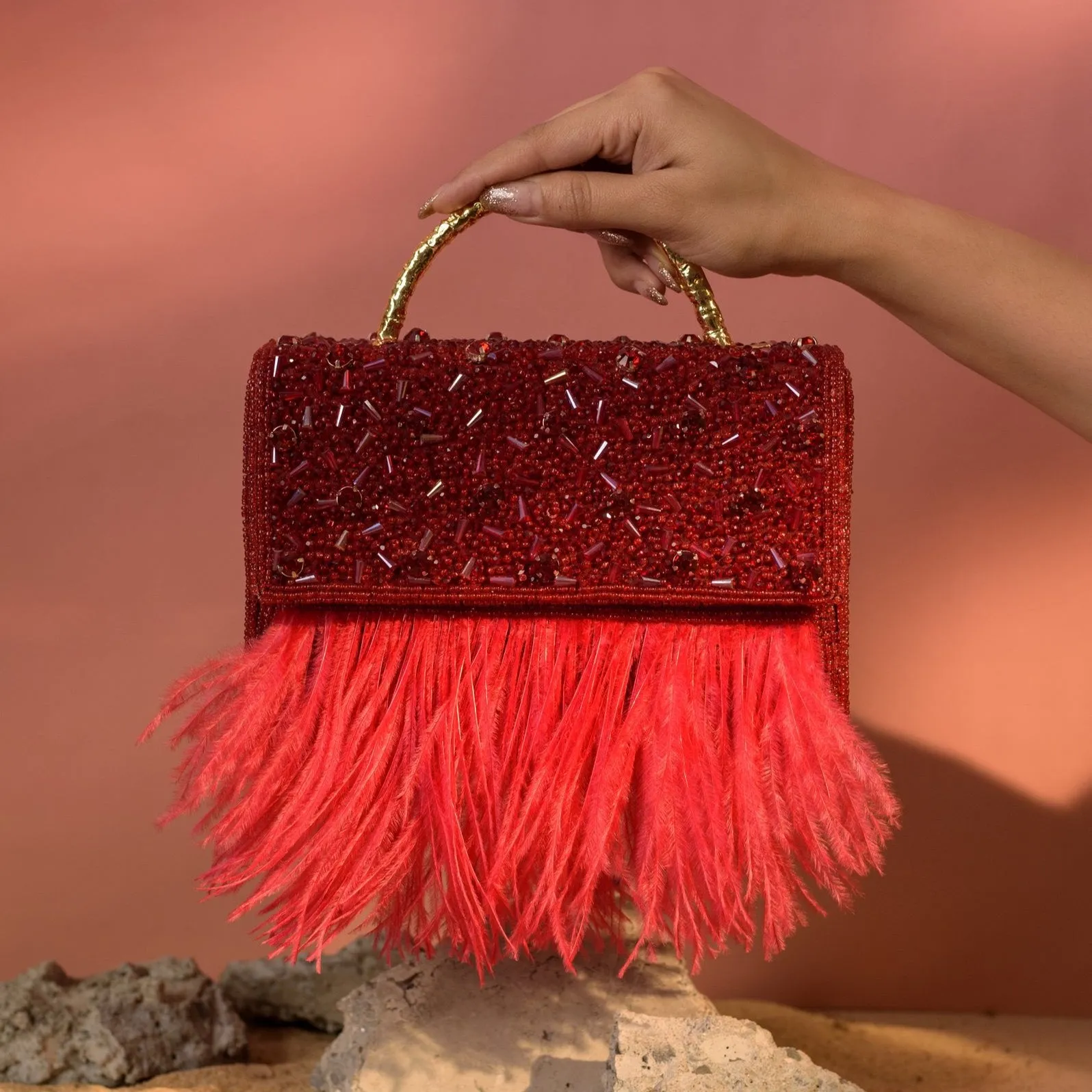 Fiery Red Box Clutch
