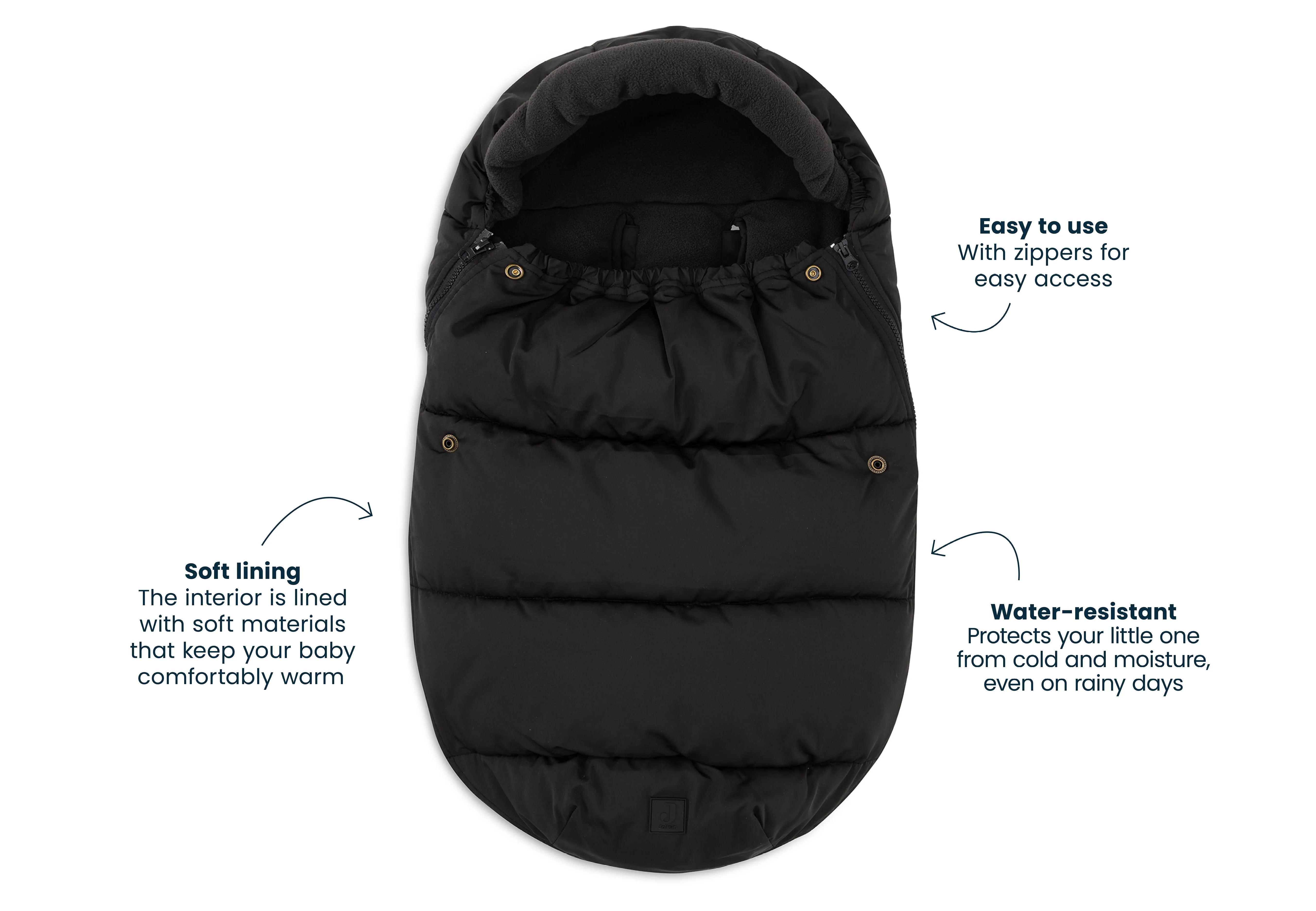 Footmuff group 0  3/5 points Puffed - Black