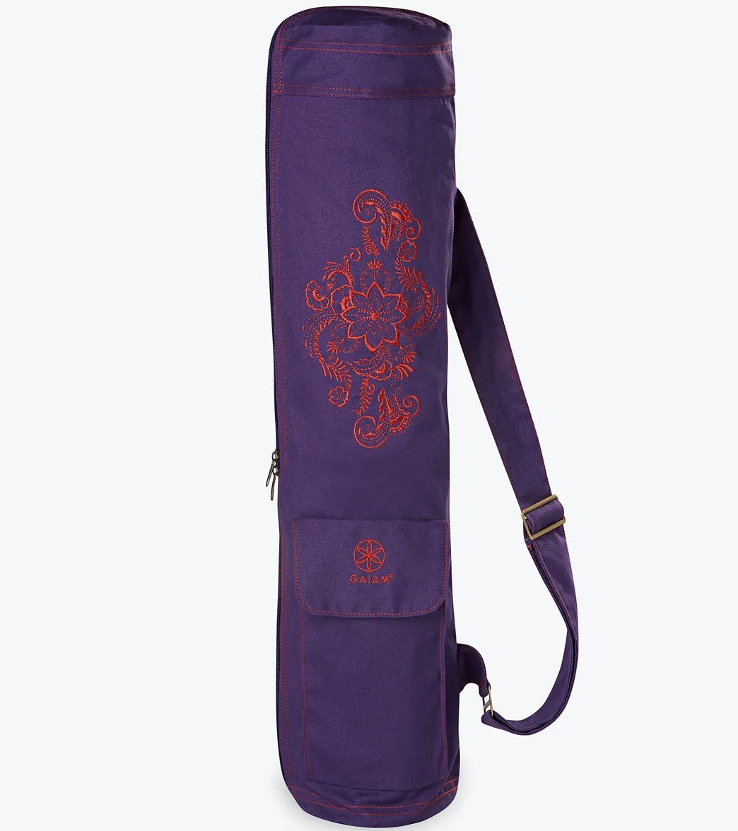 Gaiam Aubergine Embroidered Cargo Yoga Mat Bags