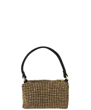 Gold Rhinestone Petite Convertible Clutch Bag