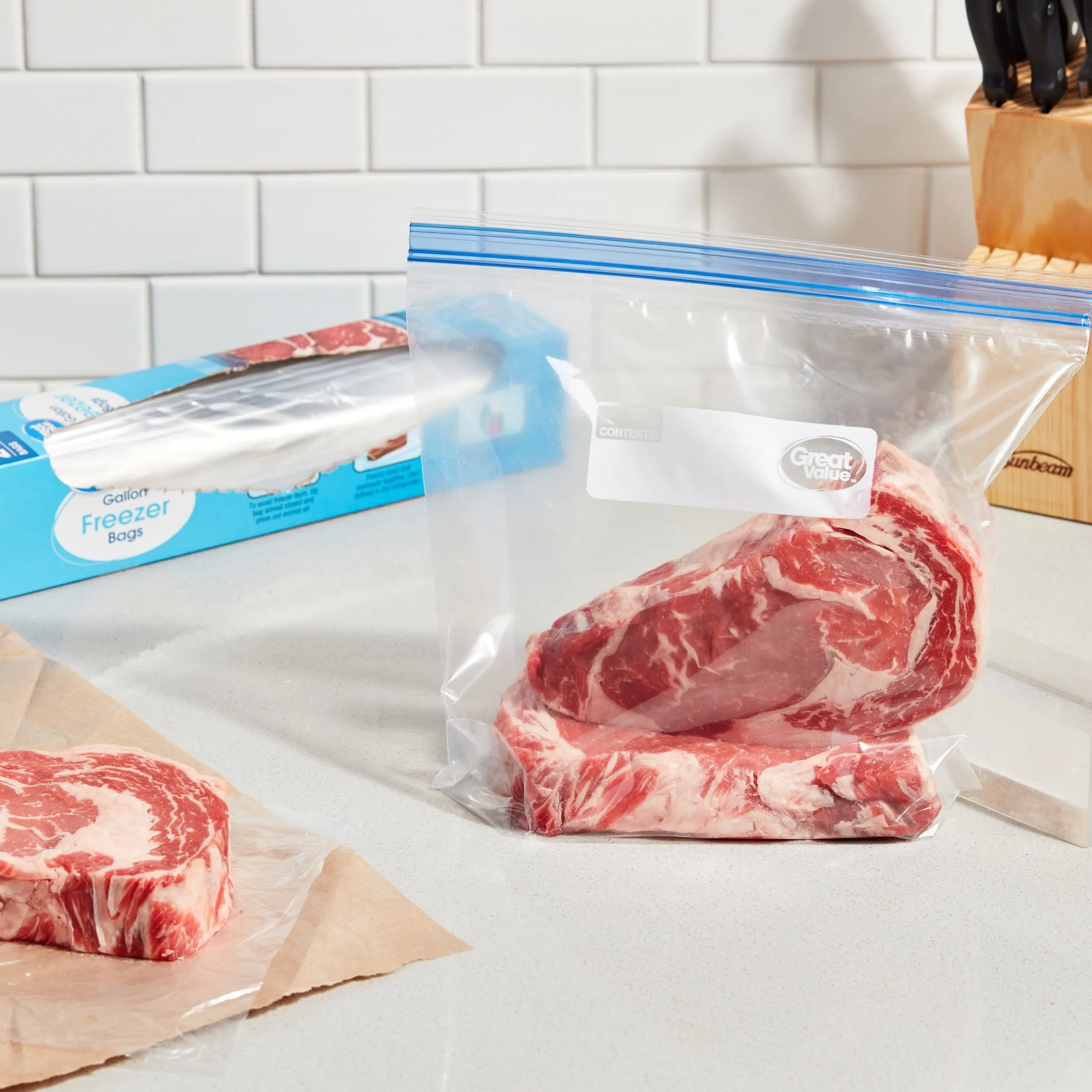 Great Value Freezer Guard Double Zipper Freezer Bags, Gallon, 20 Count