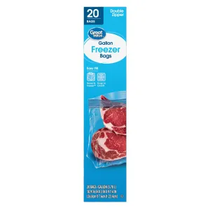 Great Value Freezer Guard Double Zipper Freezer Bags, Gallon, 20 Count
