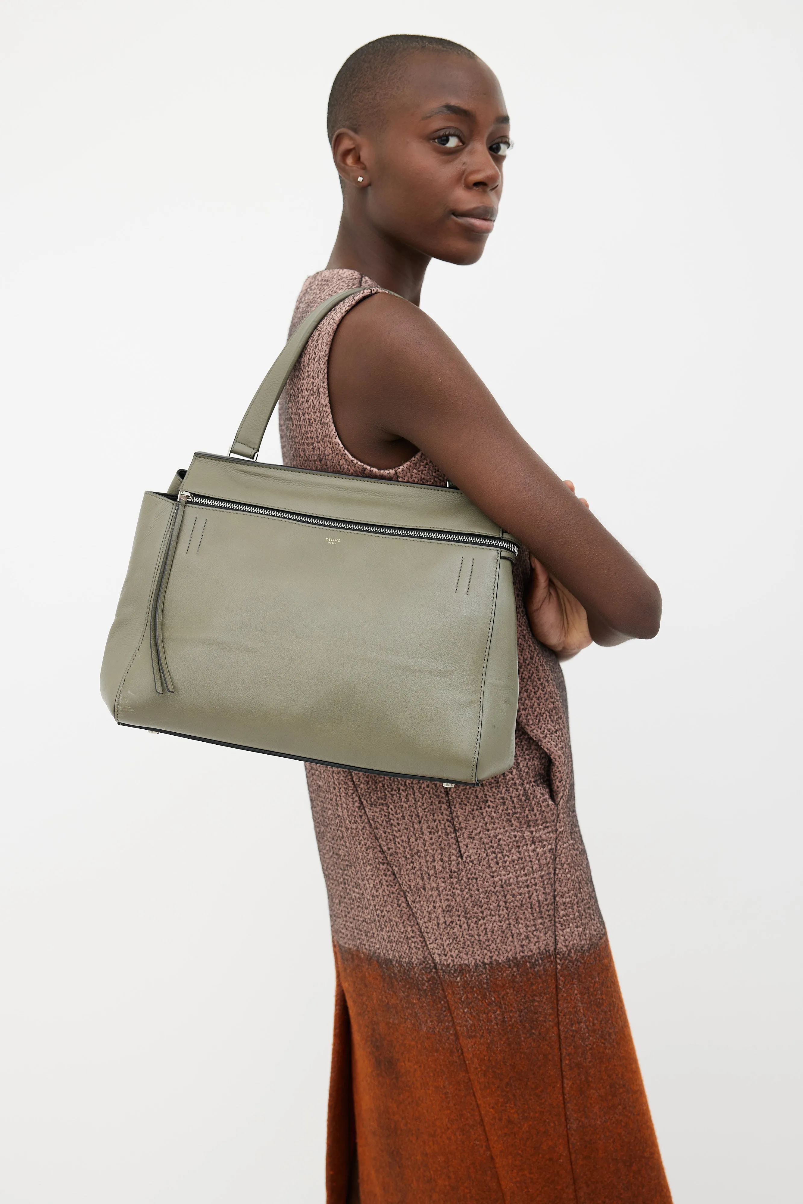 Green Leather Edge Bag