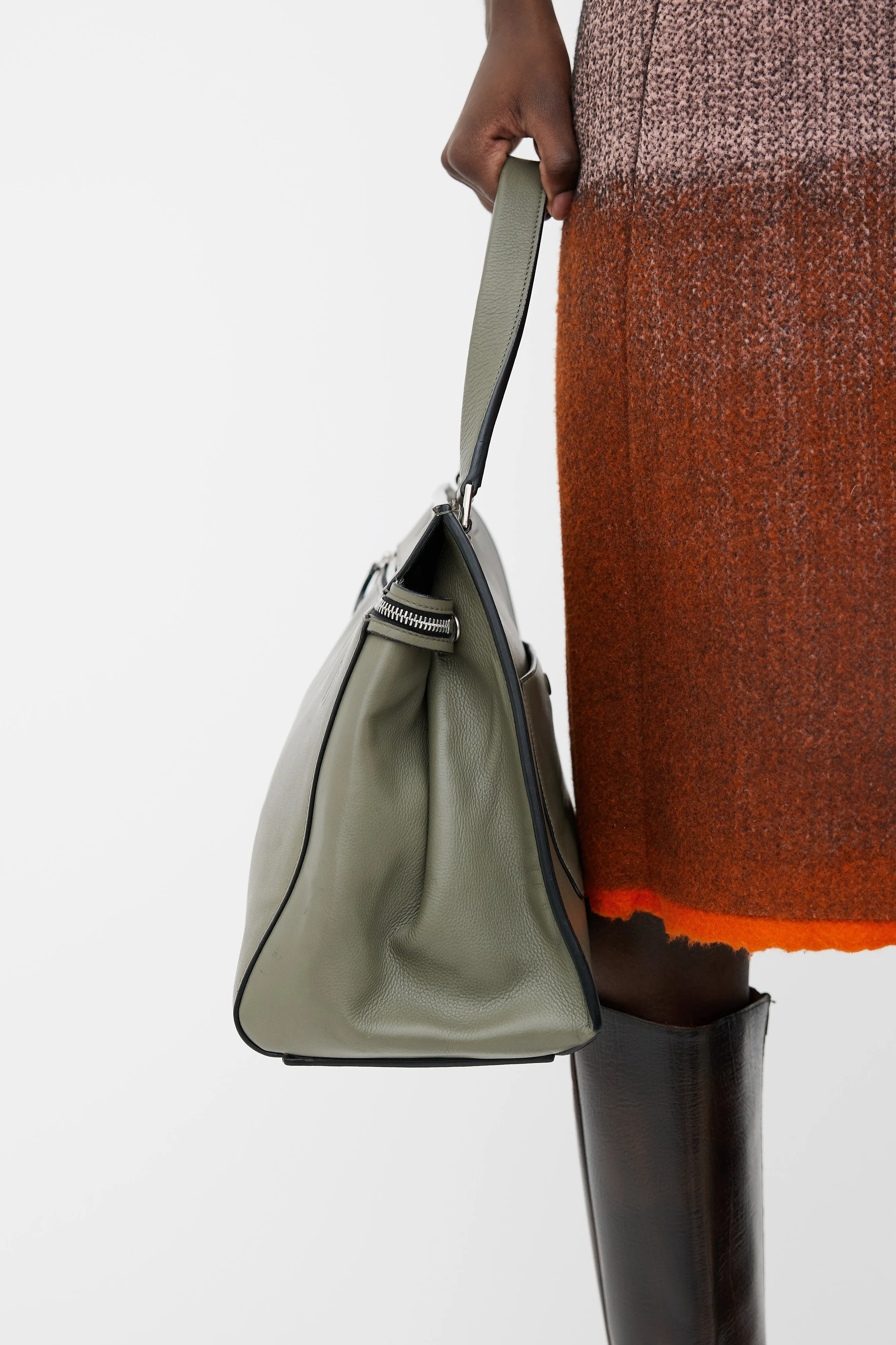 Green Leather Edge Bag