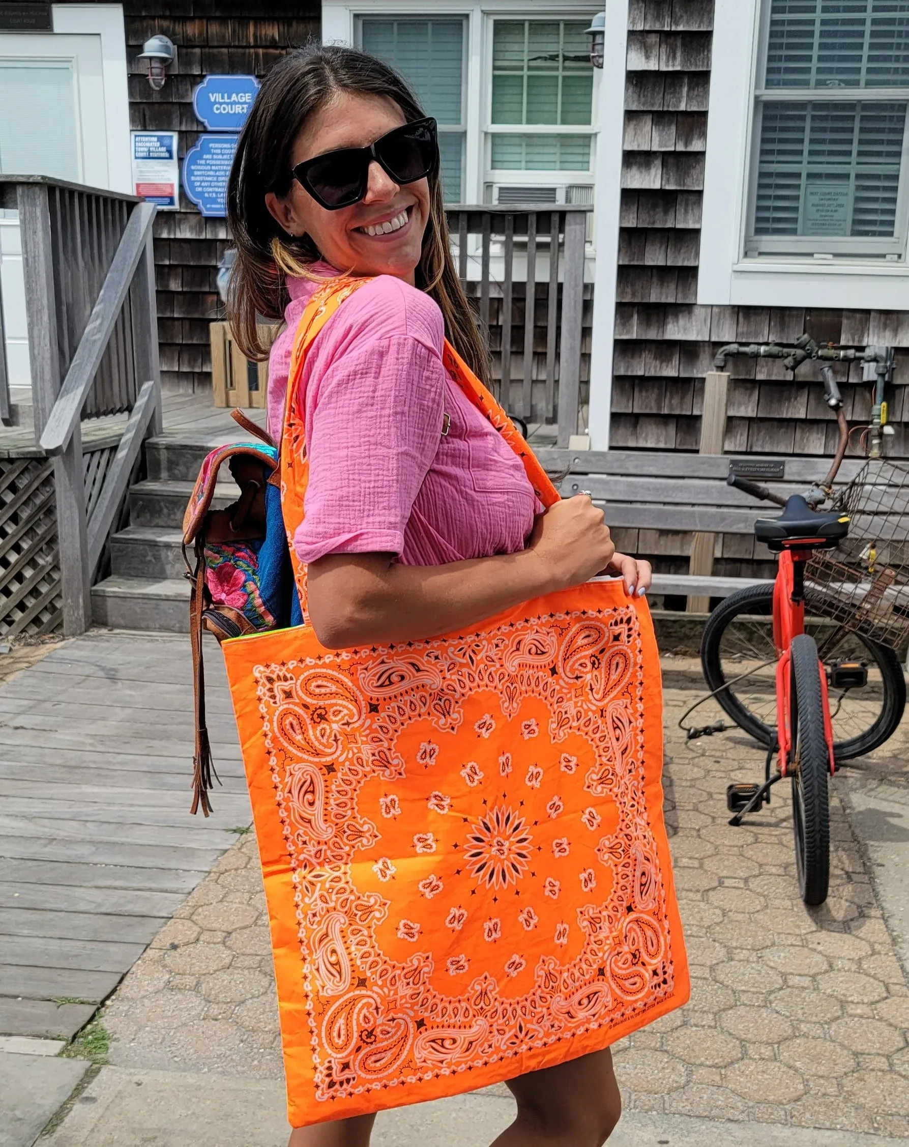 Green Neon Orange Tote